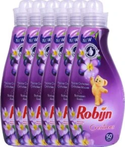 Robijn Creations Wasverzachter VOORDEELVERPAKKING 6X 1,25L. 300 Wasbeurten "Paarse Orchidee & Bosbessen" -Schoonmaakartikelen Winkel 1027x1200