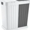 Sumpas - Wasmand - 2 Vakken - Met Touch Deksel - 80 Liter - Antraciet/Wit - 100% Gerecycled Plastic -Schoonmaakartikelen Winkel 1031x1200