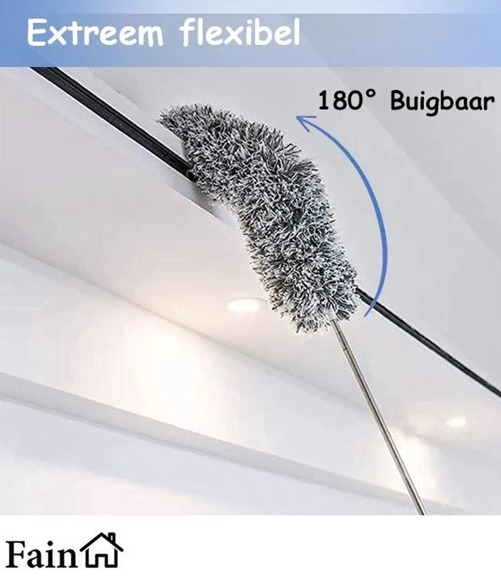 Fain® Plumeau Met Telescoopsteel – Grijs – 80 Tot 280 Cm - Uitschuifbaar – Wasbaar - Flexibel 360° Draaibaar – Duster - Microvezel Ragebol 14 Fain® Plumeau Met Telescoopsteel – Grijs – 80 Tot 280 Cm - Uitschuifbaar – Wasbaar - Flexibel 360° Draaibaar – Duster - Microvezel Ragebol - Afbeelding 12