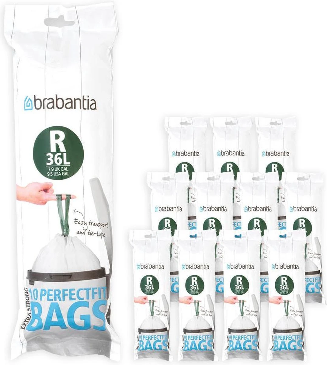 Brabantia PerfectFit Vuilniszakken - 36 L - Code R - 12 Rollen X 10 Stuks 3 Brabantia PerfectFit Vuilniszakken - 36 L - Code R - 12 Rollen X 10 Stuks