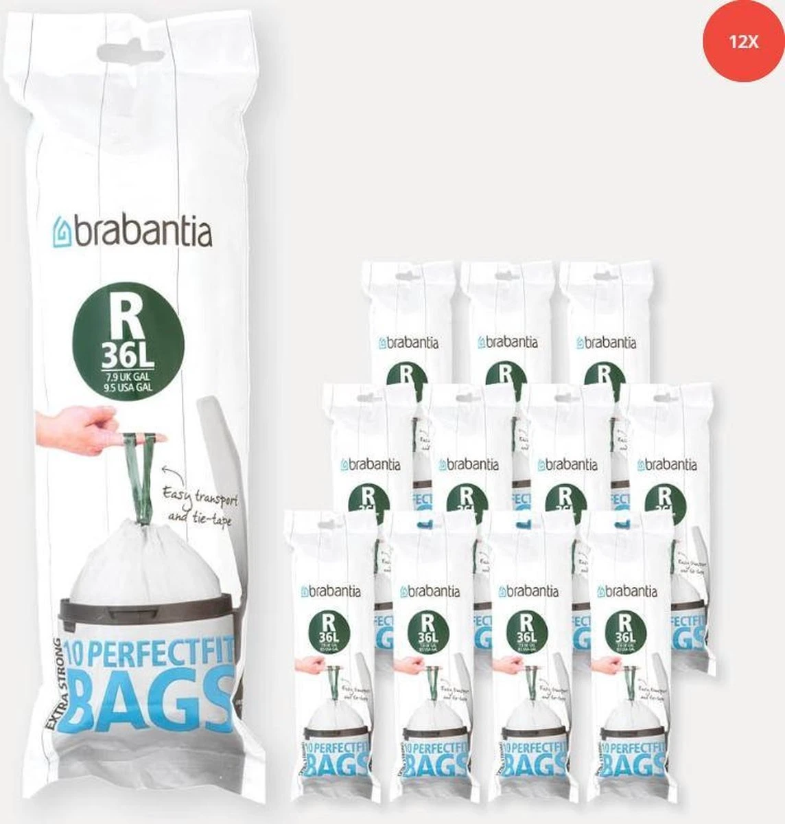Brabantia PerfectFit Vuilniszakken - 36 L - Code R - 12 Rollen X 10 Stuks 4 Brabantia PerfectFit Vuilniszakken - 36 L - Code R - 12 Rollen X 10 Stuks - Afbeelding 2