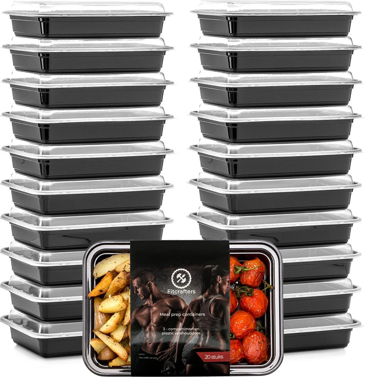 Meal Prep Bakjes - 20 Stuks - 1 Compartiment - Lunchbox - Diepvriesbakjes - Vershoudbakjes - Plastic Bakjes Met Deksel - Magnetron Bakjes Met Deksel - Meal Prep - Vershouddoos - 1L - BPA Vrij - Fitcrafters 3 Meal Prep Bakjes - 20 Stuks - 1 Compartiment - Lunchbox - Diepvriesbakjes - Vershoudbakjes - Plastic Bakjes Met Deksel - Magnetron Bakjes Met Deksel - Meal Prep - Vershouddoos - 1L - BPA Vrij - Fitcrafters