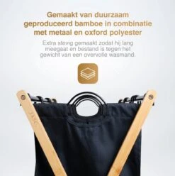 JASC Wasmand 3 Vakken - Wassorteerder - Wasmanden - Zwart - Bamboe - 128 Liter -Schoonmaakartikelen Winkel 1195x1200 5