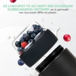 Coninx Yoghurtbeker To Go - Muesli Beker To Go - Lunchbeker - Mueslibeker 640ml (450ml+190ml) - Zwart -Schoonmaakartikelen Winkel 1199x1200 6