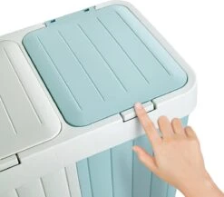 Sumpas - Wasmand - 2 Vakken - Met Touch Deksel - 80 Liter - Antraciet/Wit - 100% Gerecycled Plastic -Schoonmaakartikelen Winkel 1200x1054