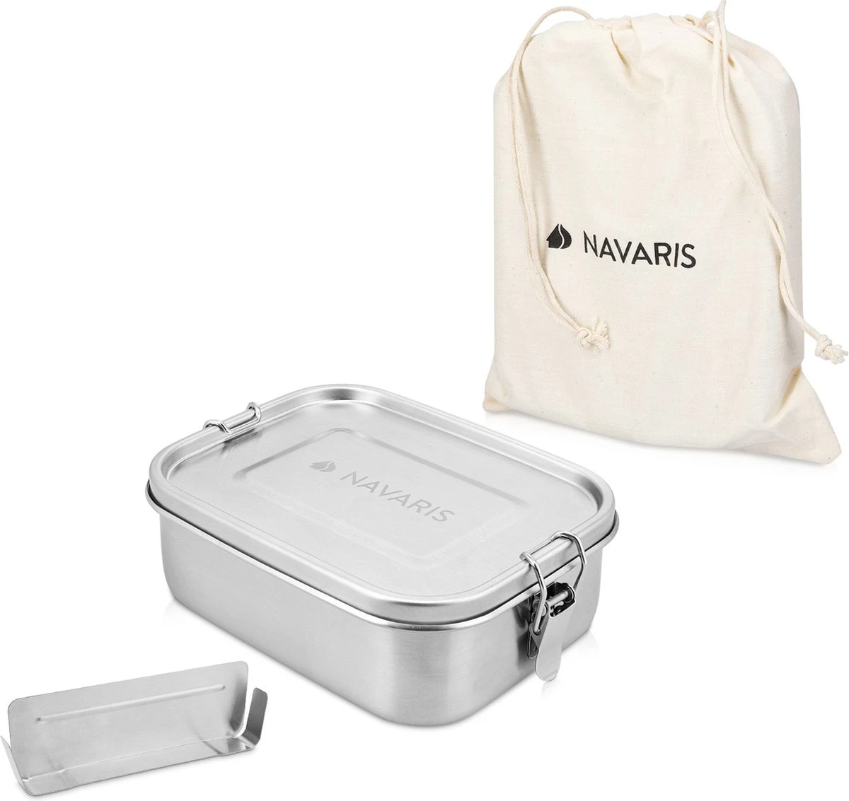 Navaris RVS Broodtrommel Met Verdeler - Meal Prep Bakje - Vershouddoos - Lunchbox - 17 X 13 X 6 Cm - Inhoud 0,8 Liter - Vaatwasbestendig 3 Navaris RVS Broodtrommel Met Verdeler - Meal Prep Bakje - Vershouddoos - Lunchbox - 17 X 13 X 6 Cm - Inhoud 0,8 Liter - Vaatwasbestendig