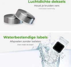 Soothe 24 Glazen Kruidenpotjes Set Met 2 Soorten Strooideksels – Kruidenstrooier – Compleet Pakket Incl Kruidenpotjes Stickers, Krijtstift En Accessoires -Schoonmaakartikelen Winkel 1200x1138 3