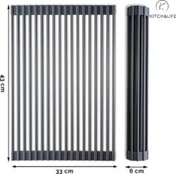 Kitch&Life Afdruiprek Oprolbaar - Mat Zwart - Pannenonderzetter - Afdruipmat - Keukenrek 3-in-1 -Schoonmaakartikelen Winkel 1200x1185 2