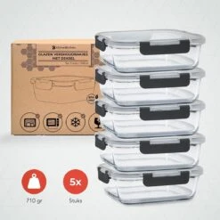 KitchenBrothers Meal Prep Bakjes - Set - Luchtdicht - BPA Vrij - 1L - Glas - 5 Stuks -Schoonmaakartikelen Winkel 1200x1198 35