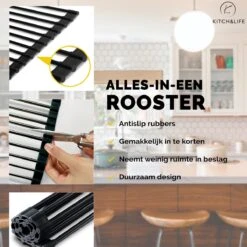 Kitch&Life Afdruiprek Oprolbaar - Mat Zwart - Pannenonderzetter - Afdruipmat - Keukenrek 3-in-1 -Schoonmaakartikelen Winkel 1200x1200 369