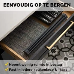 Kitch&Life Afdruiprek Oprolbaar - Mat Zwart - Pannenonderzetter - Afdruipmat - Keukenrek 3-in-1 -Schoonmaakartikelen Winkel 1200x1200 371