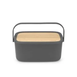 Brabantia Nic Broodtrommel - Met Bamboe Deksel - Dark Grey -Schoonmaakartikelen Winkel 1200x1200 464