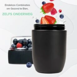 Coninx Yoghurtbeker To Go - Muesli Beker To Go - Lunchbeker - Mueslibeker 640ml (450ml+190ml) - Zwart -Schoonmaakartikelen Winkel 1200x1200 472