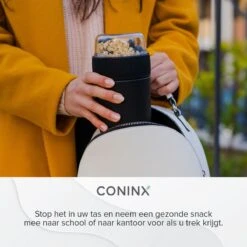 Coninx Yoghurtbeker To Go - Muesli Beker To Go - Lunchbeker - Mueslibeker 640ml (450ml+190ml) - Zwart -Schoonmaakartikelen Winkel 1200x1200 475