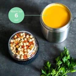 Coninx Thermos Lunchbox - Muesli Beker To Go - Isoleer Lunchpot - Yoghurtbeker To Go - Mueslibeker 840ml (600ml+240ml) - RVS -Schoonmaakartikelen Winkel 1200x1200 479