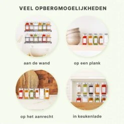 36 Glazen Kruidenpotjes Vierkant Met Deksel - Kruidenstrooier - Complete Set Met Strooideksels, Voorbedrukte Stickers En Trechter - Inhoud 120 Ml - 10,5 X 4,3 Cm -Schoonmaakartikelen Winkel 1200x1200 524