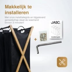 JASC Wasmand 3 Vakken - Wassorteerder - Wasmanden - Zwart - Bamboe - 128 Liter -Schoonmaakartikelen Winkel 1200x1200 563