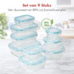 KitchenBrothers Meal Prep Bakjes - Set - Luchtdicht - BPA Vrij - Glas - 9 Stuks -Schoonmaakartikelen Winkel 1200x1200 651