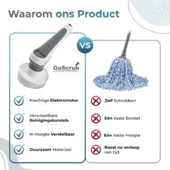 GoScrub® Elektrische Schoonmaakborstel – Elektrische Schrobber - Schrobborstel – Voor Badkamer Of Keuken – Schrobber Met Steel – Luiwagen – Polijstmachine - Poetsmachine Met 10 Opzetstukken -Schoonmaakartikelen Winkel 1200x1200 703