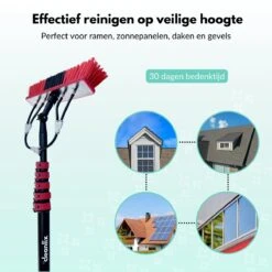 Cleanlix Telescoopsteel Met Borstel - Met Waterdoorvoer - Telescopische Wasborstel - Ramenwassen - Uitschuifbaar Tot 9 Meter -Schoonmaakartikelen Winkel 1200x1200 712