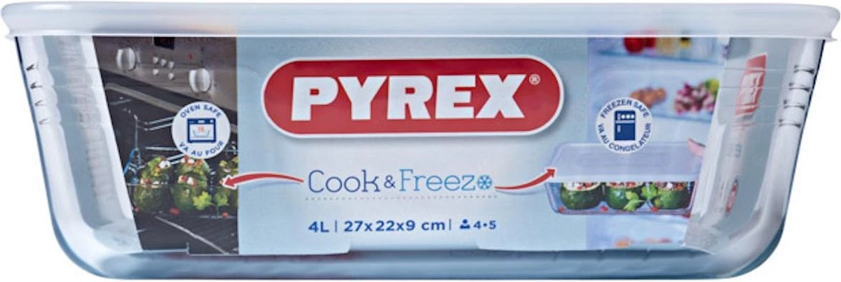 Pyrex Cook & Freeze Ovenschaal 4 L - 27 X 22 X 9 Cm 3 Pyrex Cook & Freeze Ovenschaal 4 L - 27 X 22 X 9 Cm