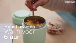 Coninx Thermos Lunchbox - Muesli Beker To Go - Isoleer Lunchpot - Yoghurtbeker To Go - Mueslibeker 840ml (600ml+240ml) - RVS -Schoonmaakartikelen Winkel 1200x675