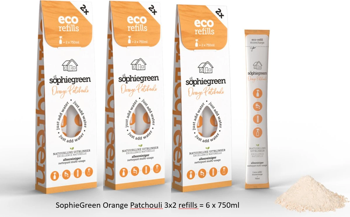 SophieGreen Orange Patchouli Allesreinigers 3x2 Navullingen (=6x750 Ml) 3 SophieGreen Orange Patchouli Allesreinigers 3x2 Navullingen (=6x750 Ml)