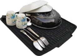 HOMYHON Afdruipmat -Afdruipmat Siliconen -Pannenonderzetter- Antislip -Hittebestendig - Aanrecht Mat -Siliconen Mat - 40 X 46 Cm - Zwart -Schoonmaakartikelen Winkel 1200x876 1