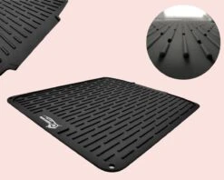 HOMYHON Afdruipmat -Afdruipmat Siliconen -Pannenonderzetter- Antislip -Hittebestendig - Aanrecht Mat -Siliconen Mat - 40 X 46 Cm - Zwart -Schoonmaakartikelen Winkel 1200x960 1