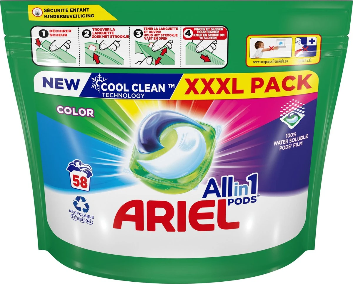 Ariel All-in-1 PODS Wasmiddelcapsules Kleur - 58 Wasbeurten 3 Ariel All-in-1 PODS Wasmiddelcapsules Kleur - 58 Wasbeurten