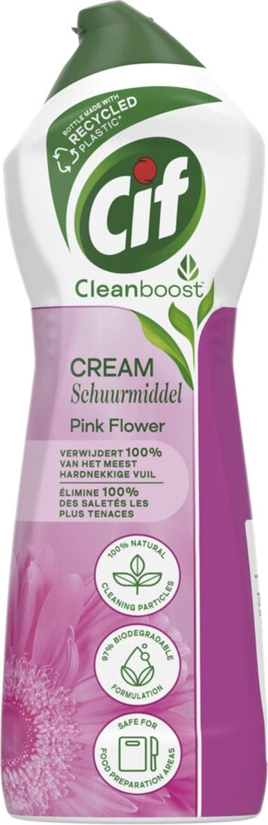 Cif CleanBoost Cream Pink Schuurmiddel - 8 X 750 Ml - Voordeelverpakking 9 Cif CleanBoost Cream Pink Schuurmiddel - 8 X 750 Ml - Voordeelverpakking - Afbeelding 7