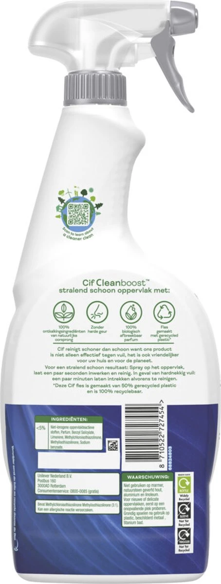 Cif CleanBoost Power & Shine Badkamer Spray - 6 X 750 Ml - Voordeelverpakking 11 Cif CleanBoost Power & Shine Badkamer Spray - 6 X 750 Ml - Voordeelverpakking - Afbeelding 9