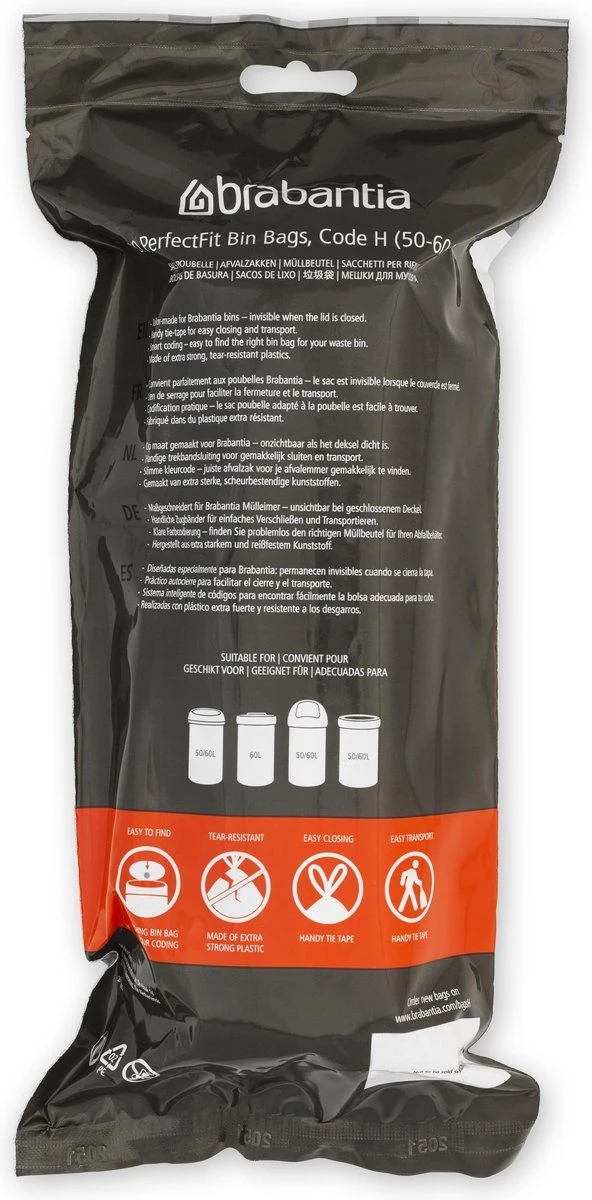 Brabantia PerfectFit Vuilniszakken - 50 - 60 L - Code H - 6 Rollen X 20 Stuks 6 Brabantia PerfectFit Vuilniszakken - 50 - 60 L - Code H - 6 Rollen X 20 Stuks - Afbeelding 4