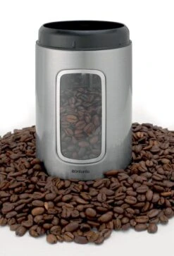 Brabantia Voorraadbus - 1,4 L - Matt Steel Fingerprint Proof / Matt Black Deksel - Met Venster -Schoonmaakartikelen Winkel 817x1200