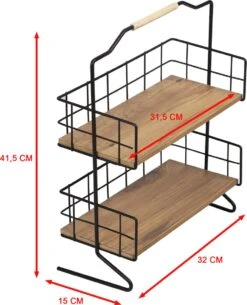 Metalen Keuken Etagere 2 Laags Van Naturn Living | Keuken Opbergrek | Kruidenpotjes Rek | Kruiden Organizer | Keuken Rek Specerijen | Mat Zwart -Schoonmaakartikelen Winkel 971x1200