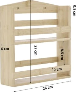 ACAZA Ophangbaar Kruidenrek Met 10 Glazen Kruidenpotjes, Spice Rack, Keuken Rek, Kruiden Organizer Voor Specerijen, Peper, Zout, 26 Cm Breed, Bamboe -Schoonmaakartikelen Winkel 995x1200 1